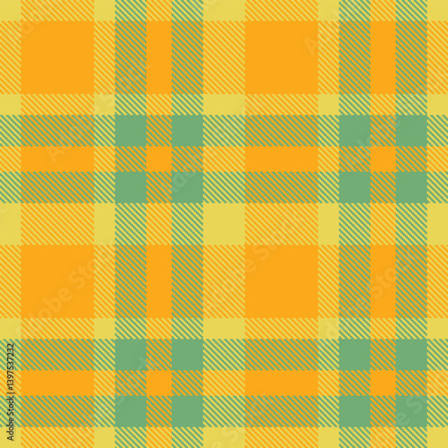 Elegant Neon dull yellow & Traditional yellowish orange Seamless Tartan Textile Design
