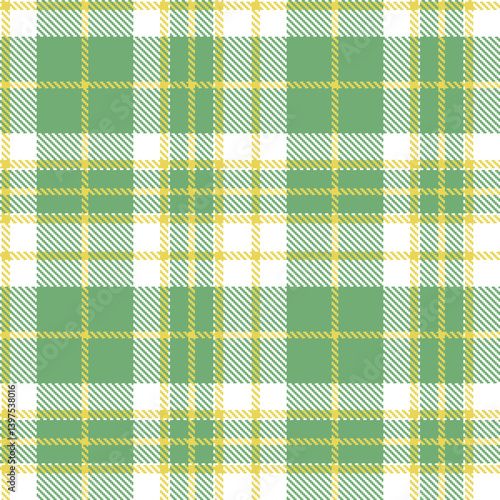 Vivid white and Rustic dull yellow Seamless Tartan Textile Design