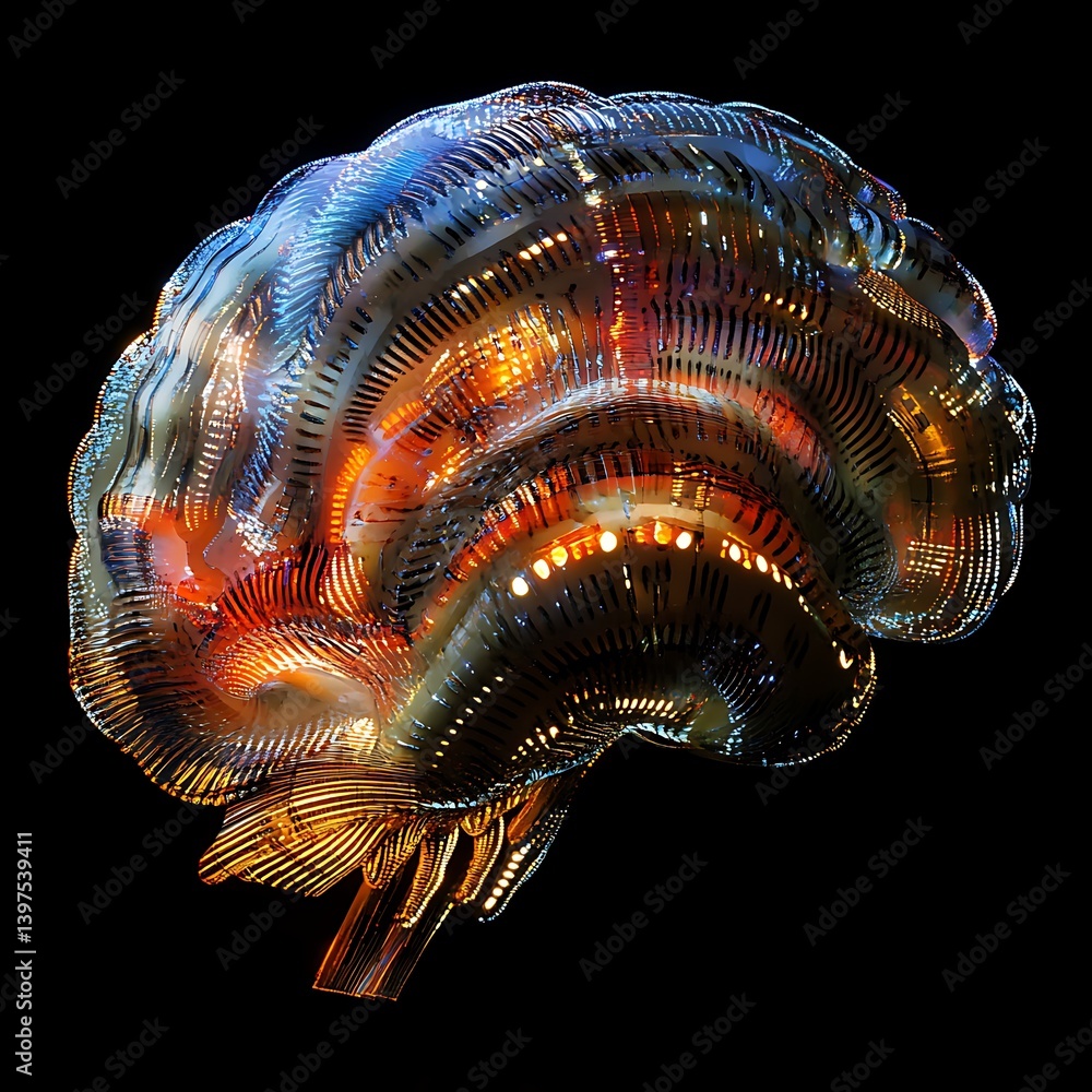 Stunning holographic brain design with futuristic lighting high resolution image