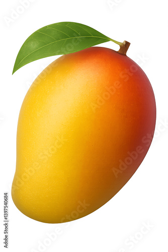 ripe mango with leaf png