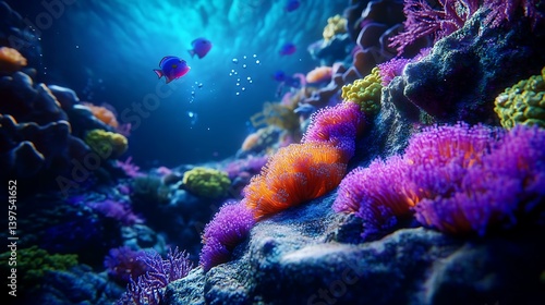 Obraz na płótnie Underwater marine life and bright coral in the Great Barrier Reef high resolution picture w salonie