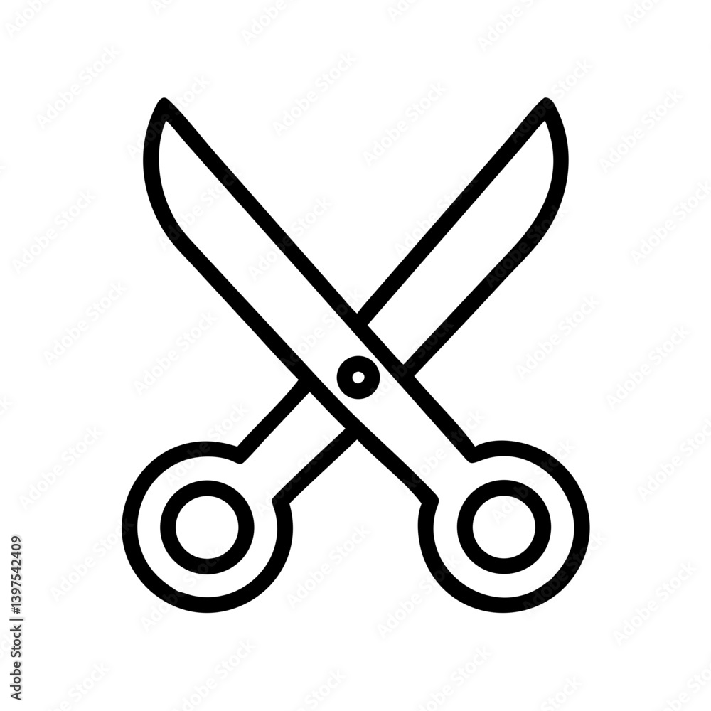 Open Scissors Simple Line Icon Design