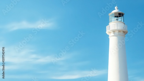 Obraz na płótnie White Lighthouse Under a Vivid Blue Sky w salonie