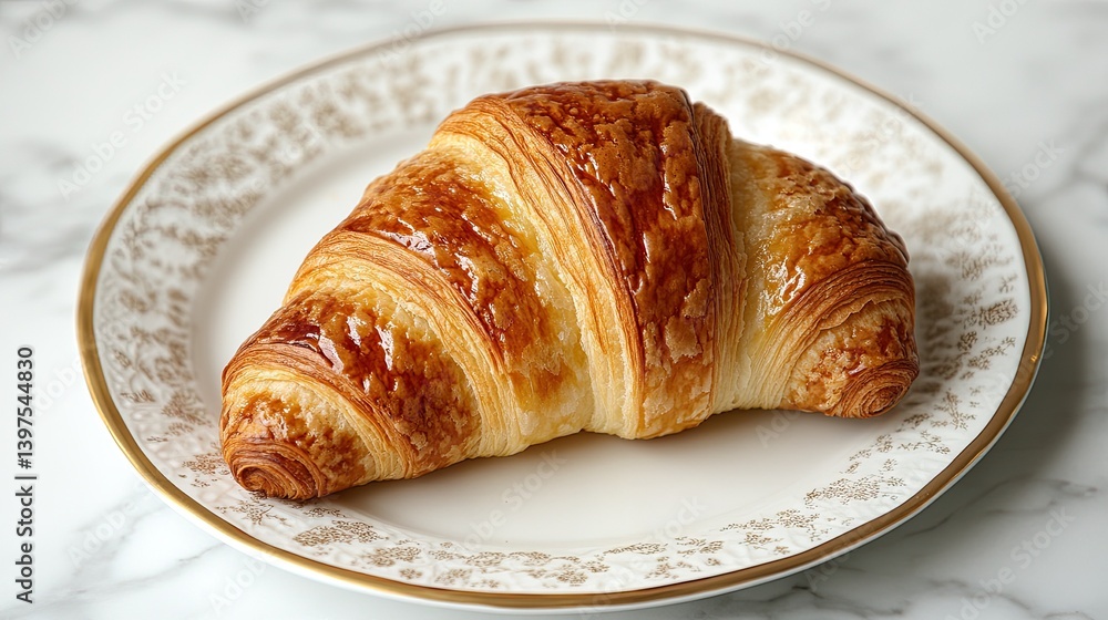 Overhead shot of a croissant breakfast Overhead shot of a croissant breakfast