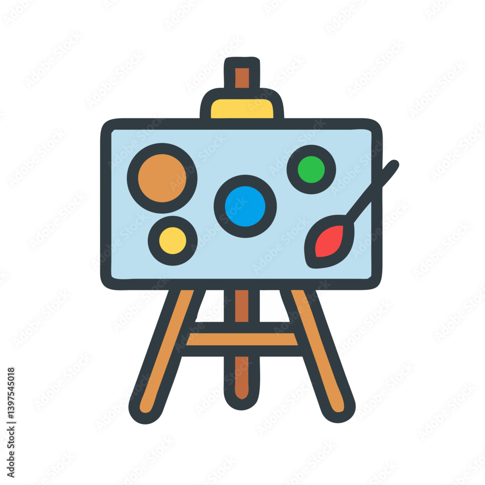 Painting Palette Displayed on Canvas Easel Icon Design Painting Palette Displayed on Canvas Easel Icon Design
