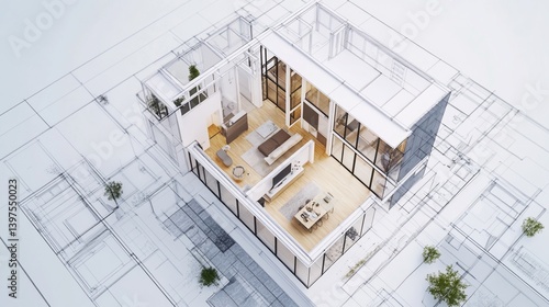 Architectural Visualization, Modern House Design with Interior Details