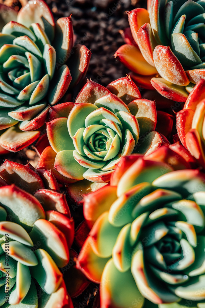 Fototapeta premium Colorful Echeveria Succulent Plants Closeup