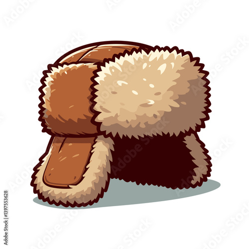 Winter fur hat with ear flaps in Russian ushanka style. Perfect for cold weather fashion, winter accessories, and traditional Russian themes.