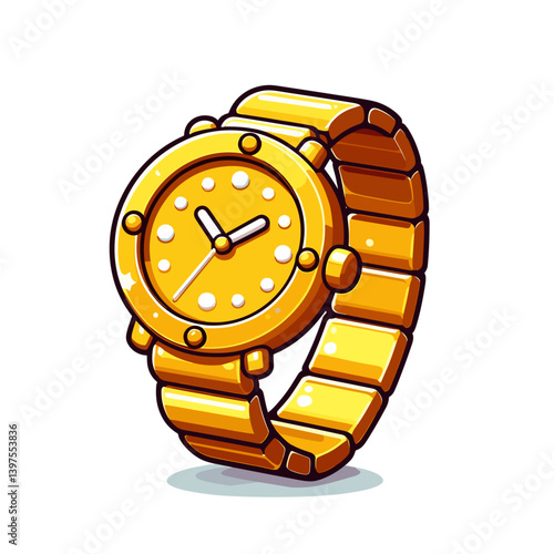 Luxury gold wristwatch with metallic band in elegant style. Perfect for premium timepiece marketing, executive gift catalogs, and high-end accessory promotions.