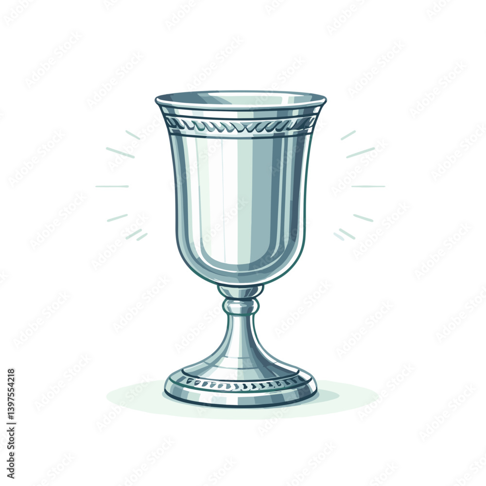 Silver chalice cup with metallic shine, ceremonial vessel. Perfect for religious ceremonies, communion services, historical collections, and traditional rituals. Silver chalice cup with metallic shine, ceremonial vessel. Perfect for religious ceremonies, communion services, historical collections, and traditional rituals.