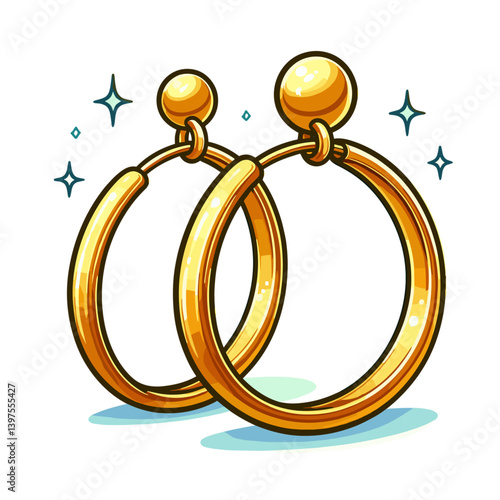 Gold hoop earrings with sparkle effect, classic jewelry. Perfect for fashion accessories, elegant style collections, everyday jewelry options, and minimalist design catalogs.