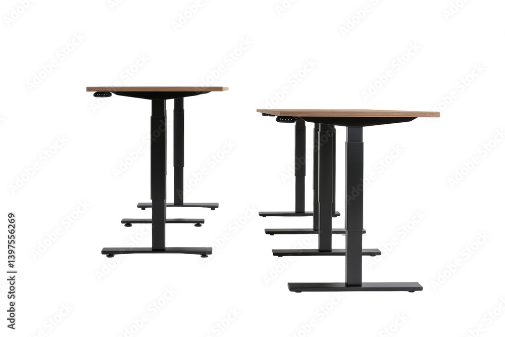Upgrading Office Ergonomics: Standing Desks Isolated On Transparent Background Upgrading Office Ergonomics: Standing Desks Isolated On Transparent Background