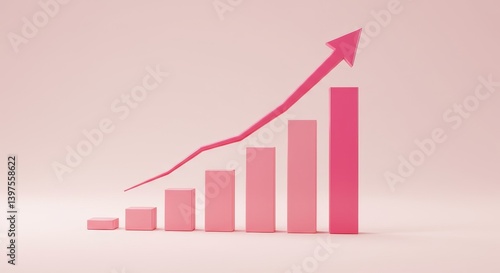 Free Download Positive Growth Trend - Pink 3D bar graph illustrating upward growth and positive progress. Ideal for business presentations and marketing materials - GFXLoad