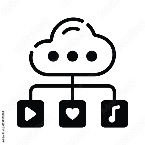 Well crafted glyph style icon of cloud content
