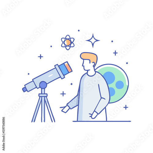 astronomer icon, astronomer vector illustration-simple illustration of astronomer, perfect for astronomer logos and icons