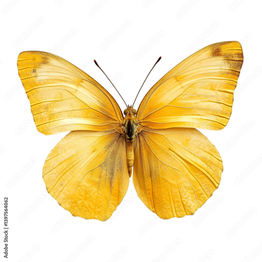 Fototapeta premium Golden Butterfly Wings Insect Nature Macro Wildlife Closeup Yellow Tropical Fauna