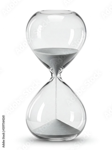 An empty clean hour glass on white background