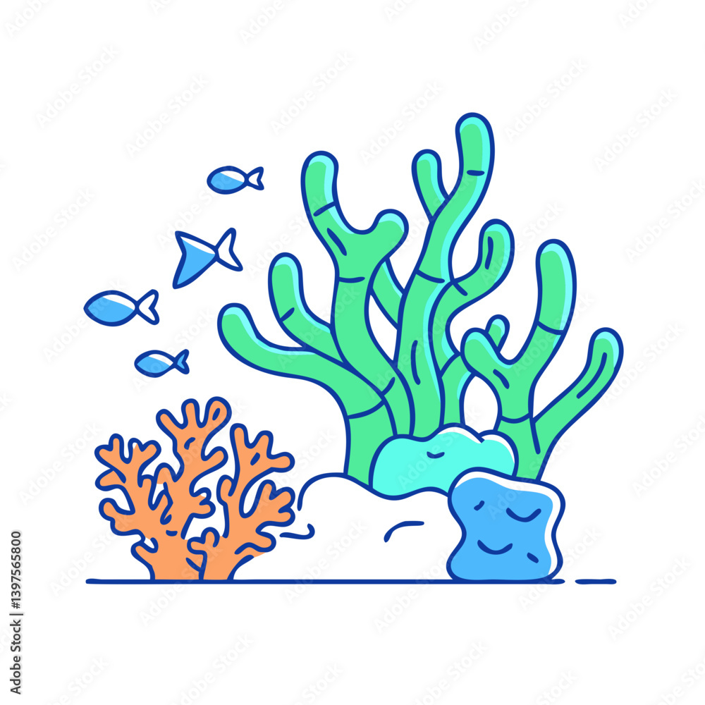 Obraz premium coral reef icon, coral reef vector illustration-simple illustration of coral reef, perfect for coral reef logos and icons