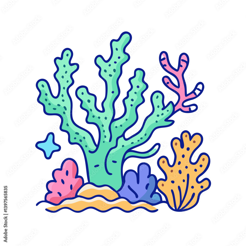 Obraz premium coral reef icon, coral reef vector illustration-simple illustration of coral reef, perfect for coral reef logos and icons