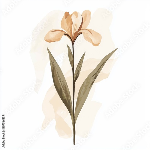 Elegant floral illustration nature digital art minimalist style close-up botanical beauty photo