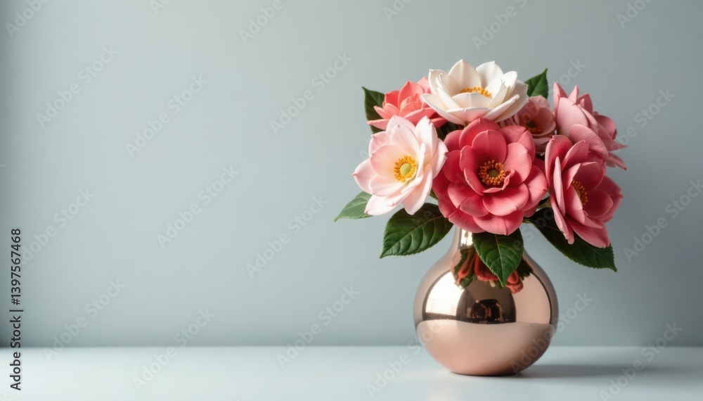 A beautiful arrangement of artificial flowers in a mercury glass vase against a soft gray background, vintage vases, glass vases A beautiful arrangement of artificial flowers in a mercury glass vase against a soft gray background, vintage vases, glass vases