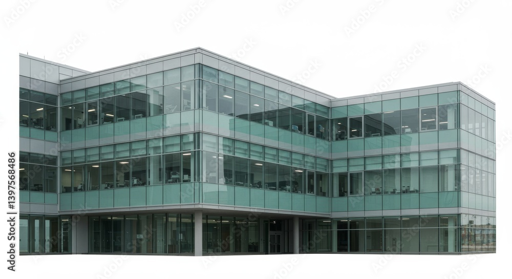 Modern hospital architecture with glass facade emphasizing transparency and light Modern hospital architecture with glass facade emphasizing transparency and light