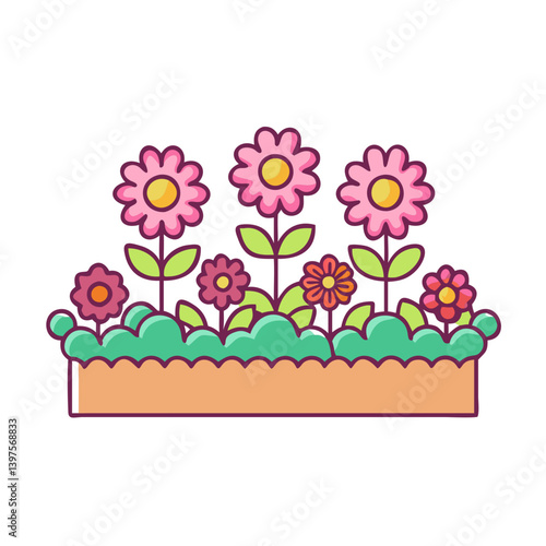 flower bed icon, flower bed vector illustration-simple illustration of flower bed, perfect for flower bed logos and icons