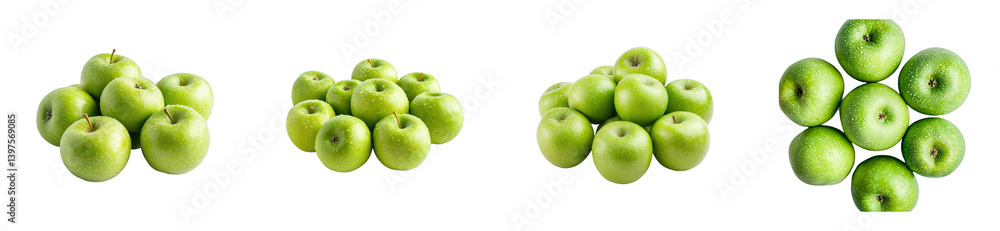 Harvesting green apples in orchard fresh produce natural setting. Cut out png set Harvesting green apples in orchard fresh produce natural setting. Cut out png set