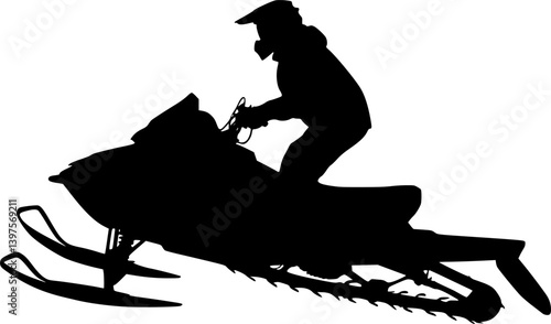 Snowmobile Rider Silhouette in Motion