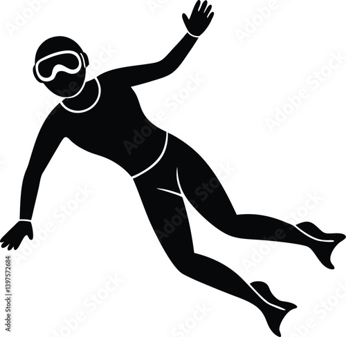 A dynamic silhouette of a female snowboarder in mid-air, captured in a dramatic, athletic pose.