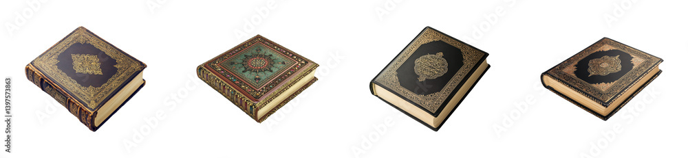 Artistic craftsmanship of antique books setting. Cut out png set Artistic craftsmanship of antique books setting. Cut out png set