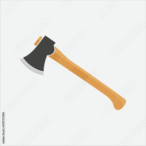 Wooden-handled axe vector illustration. Vector Image