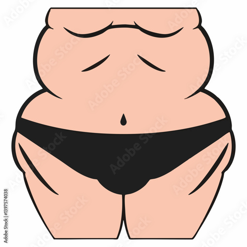 Vector illustration of abdominal and thigh fat. Vector Image