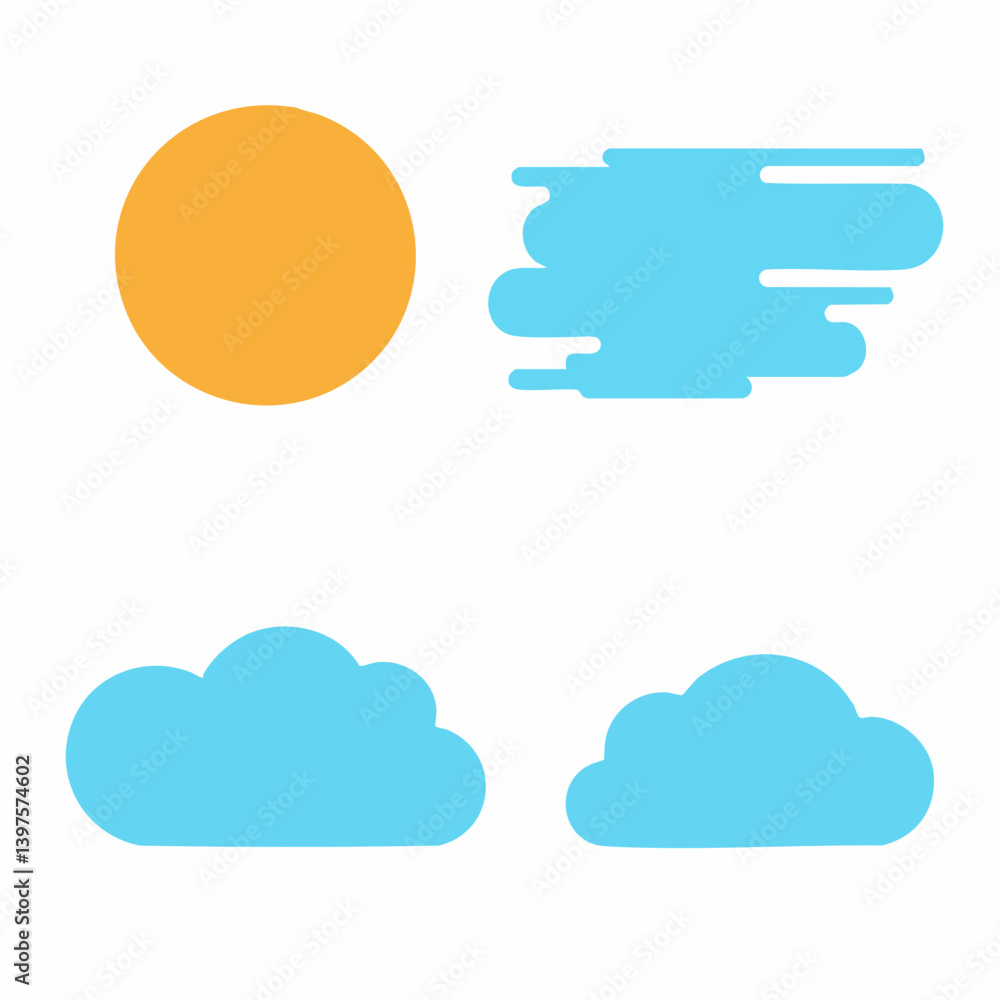 Simple Sun and Cloud Weather Icons Set. Vector Image Simple Sun and Cloud Weather Icons Set. Vector Image