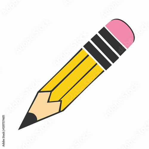 Simple Yellow Pencil Illustration Vector Graphic. Vector Image