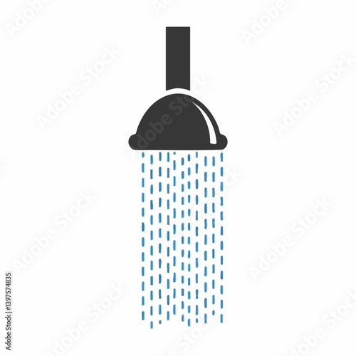 Showerhead Water Stream Icon Illustration. Vector Image