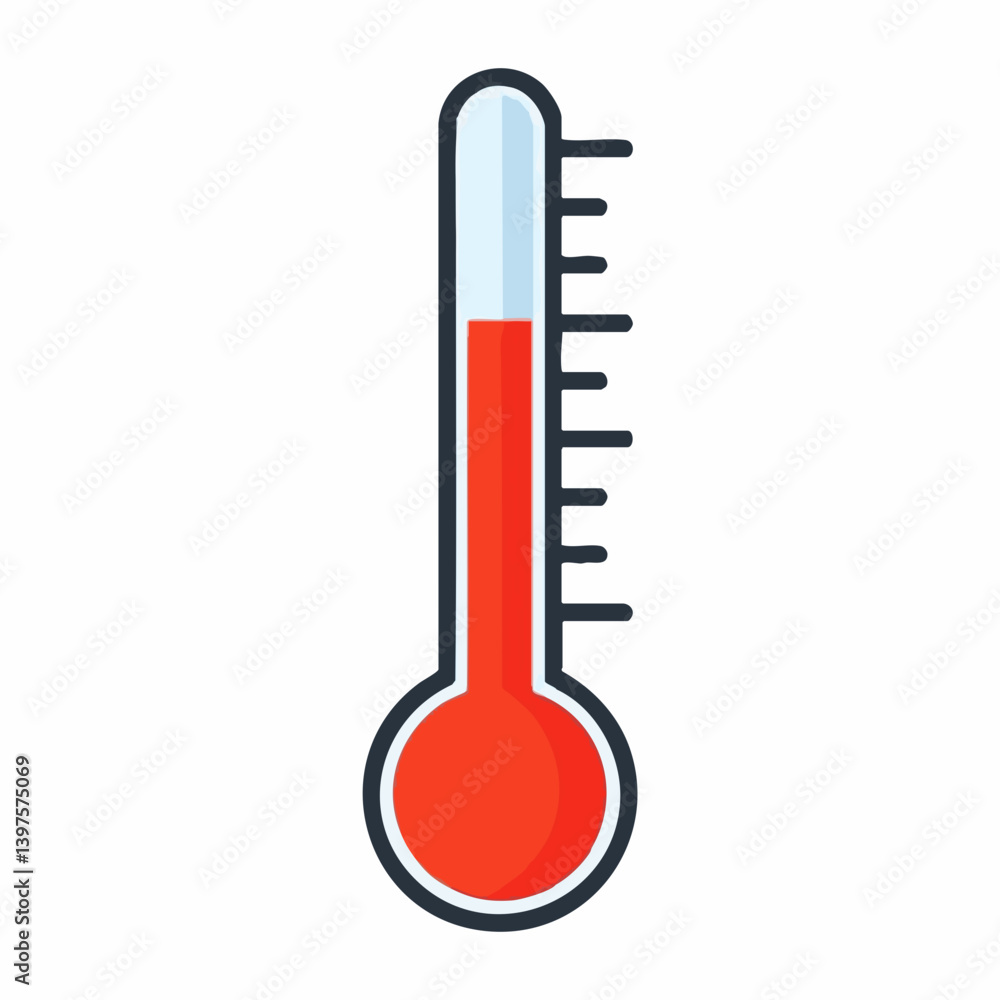 Red liquid filled thermometer icon vector illustration. Vector Image Red liquid filled thermometer icon vector illustration. Vector Image