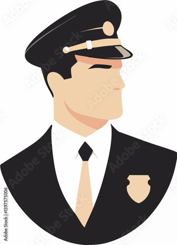 Security Officer Profile Illustration. Vector Image