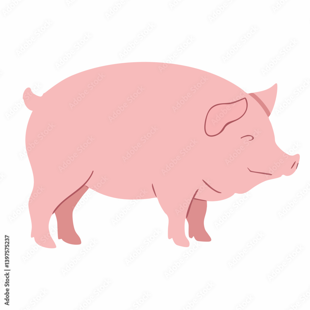 Pink Pig Illustration Vector Graphic. Vector Image Pink Pig Illustration Vector Graphic. Vector Image