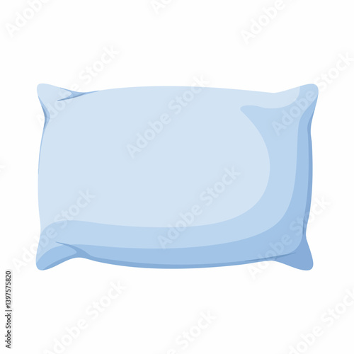 Light Blue Rectangular Pillow Top View Illustration. Vector Image