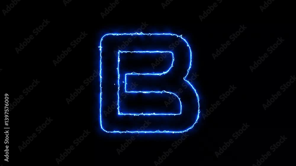 Stylized letter B animation with electric blue spark outline effect. Great for tech intros, digital branding, motion graphics, and vibrant typographic presentations. Stylized letter B animation with electric blue spark outline effect. Great for tech intros, digital branding, motion graphics, and vibrant typographic presentations.