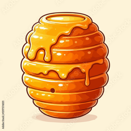Honeycomb Filled with Honey Dripping Down. Vector Image