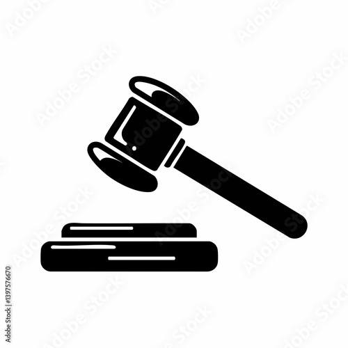 Gavel and Sound Block Icon Vector Illustration. Vector Image
