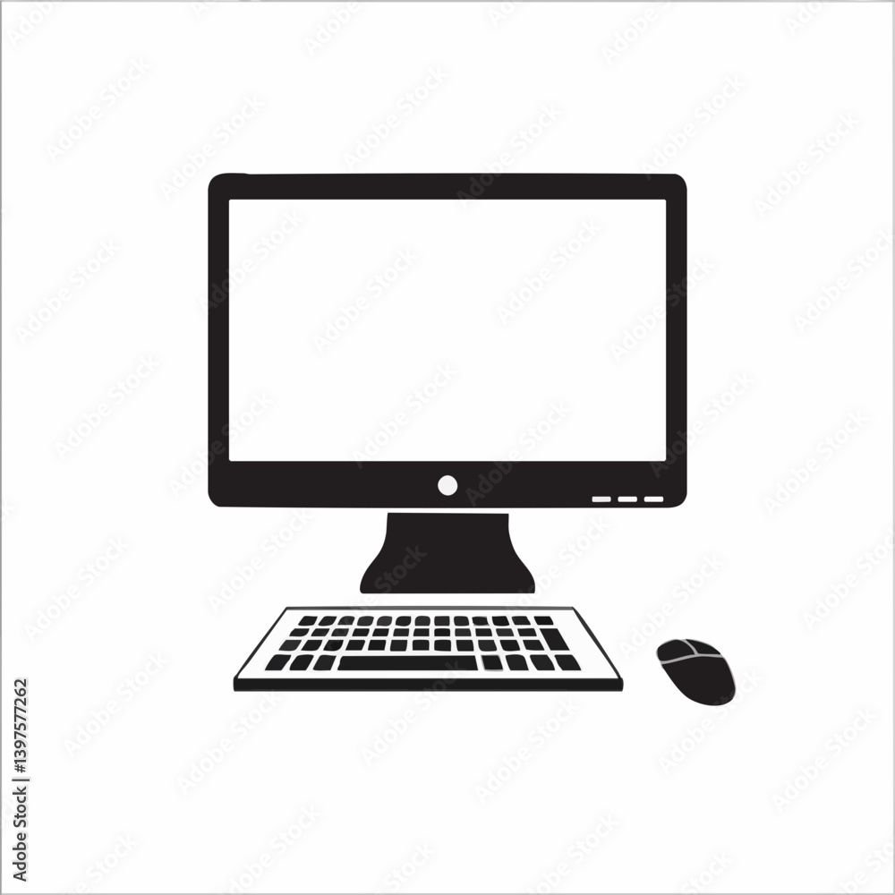 Desktop Computer Keyboard Mouse Icon Illustration. Vector Image Desktop Computer Keyboard Mouse Icon Illustration. Vector Image