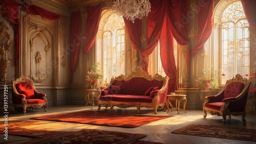 Luxurious Royal Throne in Ornate Room