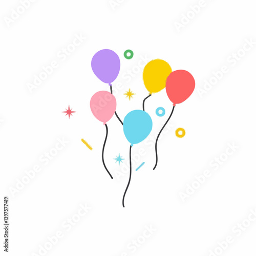 Colorful Balloons and Confetti Celebration. Vector Image