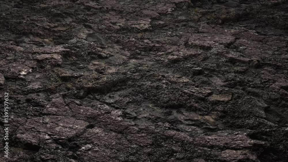 Dark Rocky Surface. Texture of Black Rock in Mountains, Dolly shot Slow motion Footage in Ultra HD 4K. Dark Rocky Surface. Texture of Black Rock in Mountains, Dolly shot Slow motion Footage in Ultra HD 4K.