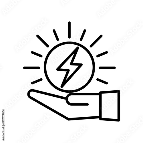 Hand Holding Energy Symbol Representing Power and Sustainable Energy