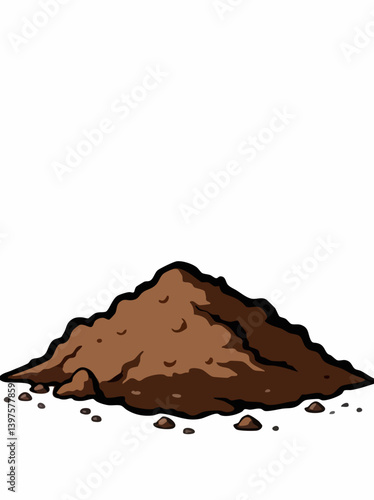 Cartoon illustration of a pile of dirt with small rocks. Vector Image