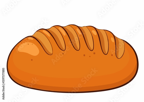 Cartoon illustration of a loaf of bread. Vector Image
